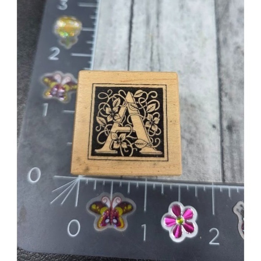 PSX Designs Initial Letter Floral A Leafy Ornate B2013 Rubber Stamp Wood #B57